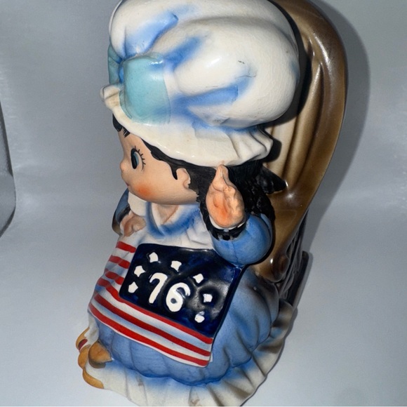 Antique Music Box Yankee Doodle Dandy song 1976 bicentennial Figurine chair vtg - Picture 9 of 9
